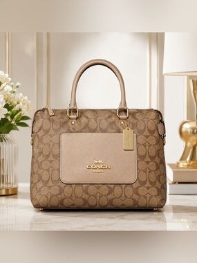 Coach Brown and Gold Satchel Luxurious Design (#0175)